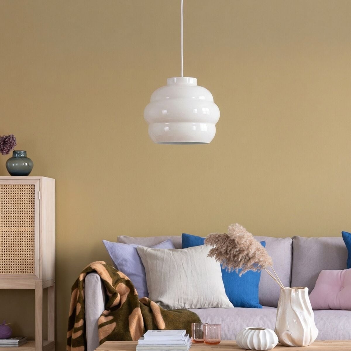 Veke Pulmu riippuvalaisin Ø30 cm kiiltävä vaalea beige